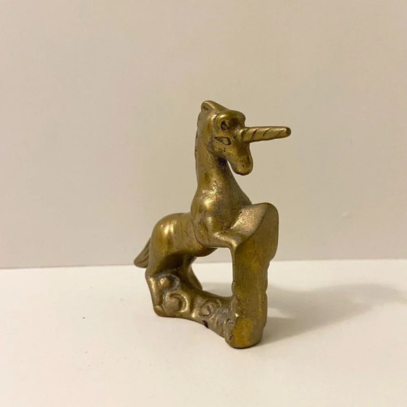 Vintage Brass Unicorn Collectible Figurine  2.5 Inch Size Figure Mystical - Picture 3 of 15